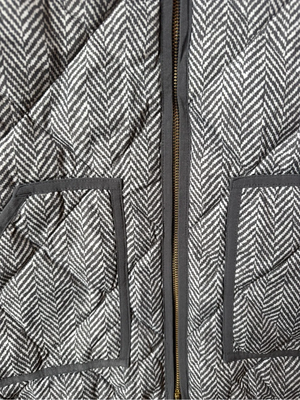 J.Crew Women’s Herringbone Quilted Puffer Vest Gray
